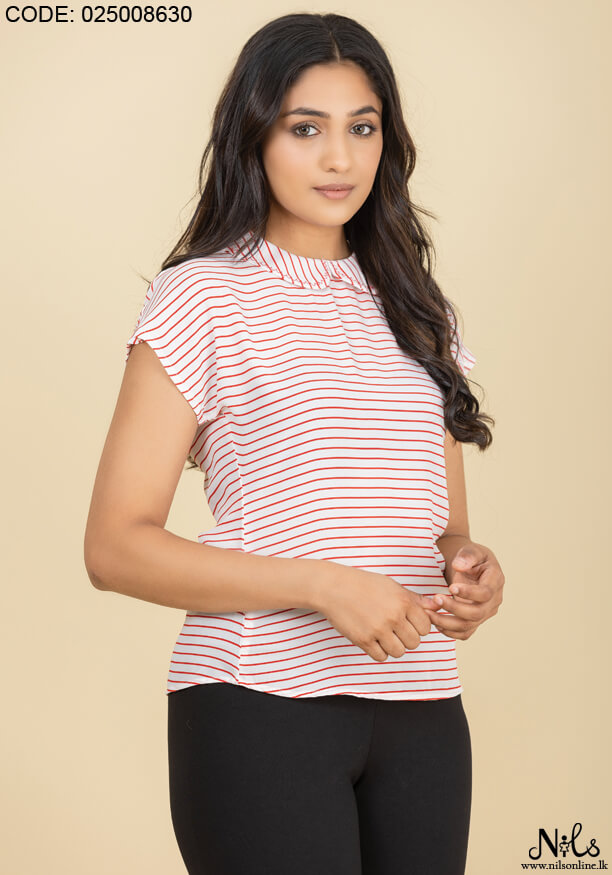 PETER PAN RED AND WHITE STRIPE BLOUSE